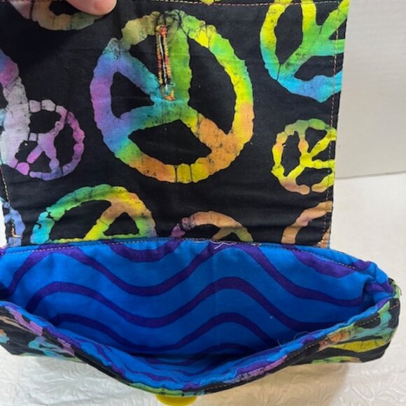 PEACE Symbol Designed Button Cotton Storage Travel Fold Over Pouch Bag - Picture 5 of 9